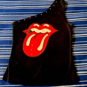 Rolling Stones old school classic tongue one shoulder t-shirt